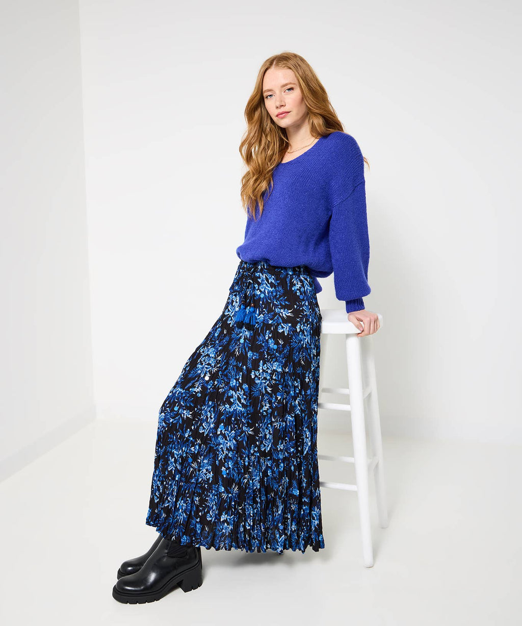 Autumn Blues Tiered Maxi Skirt