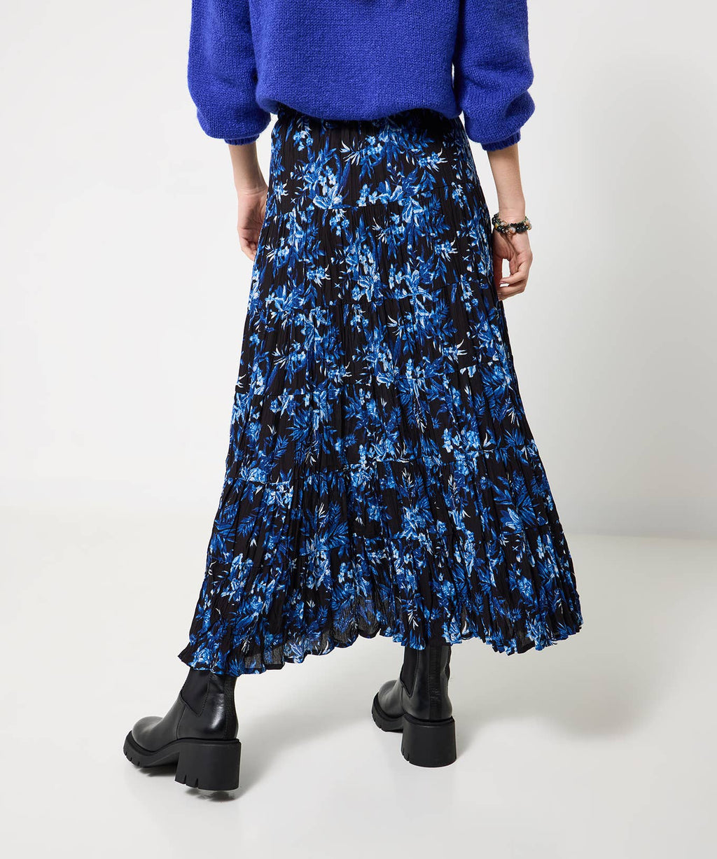 Autumn Blues Tiered Maxi Skirt