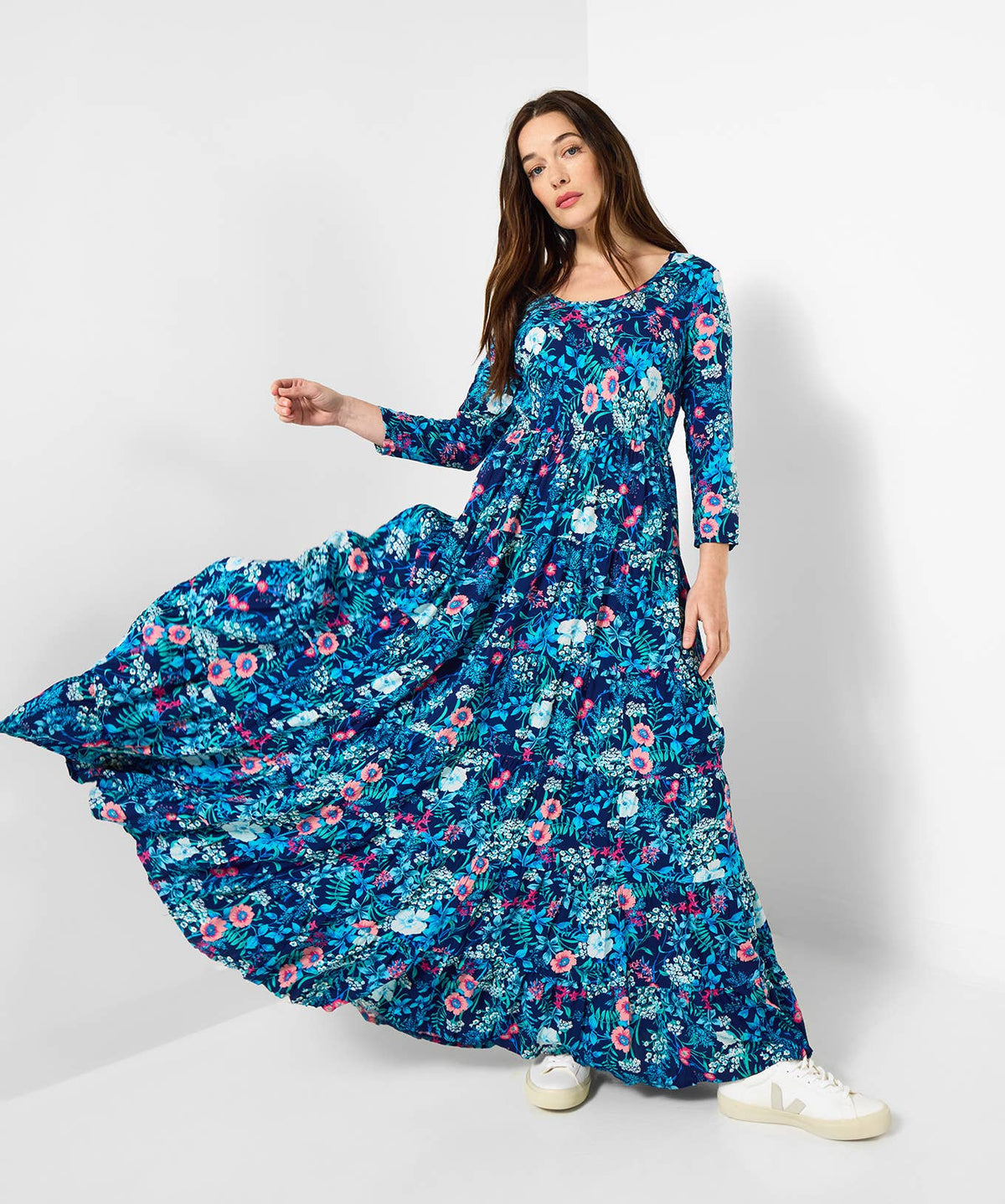 Charming Floral Printed Crinkle Dress