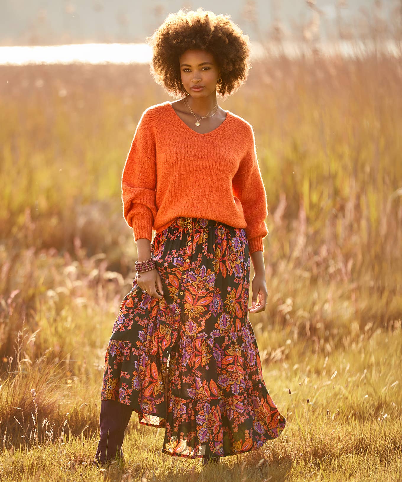 Fabulous Florals Button Front Maxi Skirt