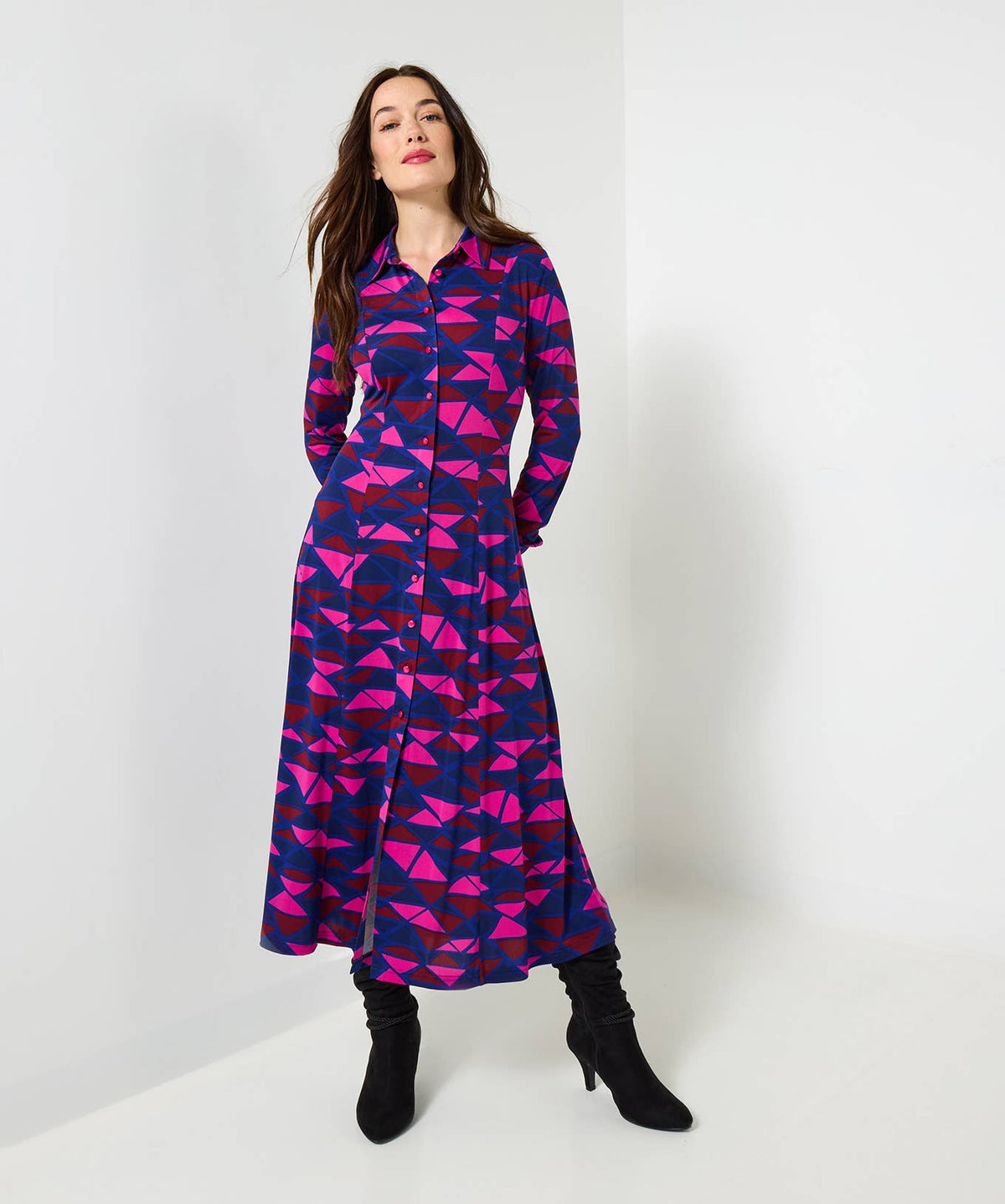 Estelle Geo Print Jersey Shirt Dress