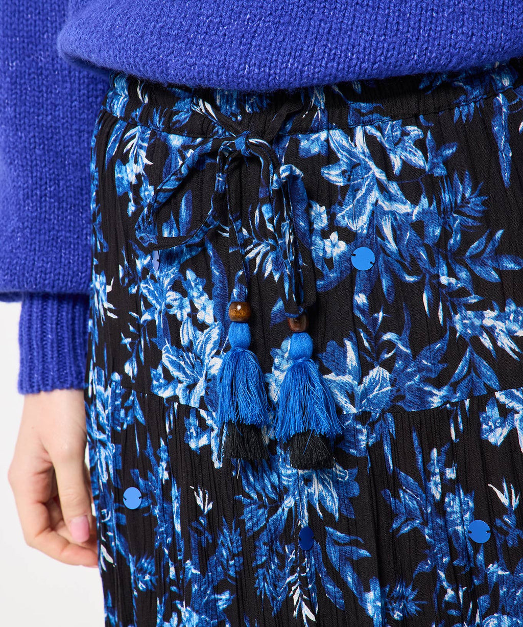 Autumn Blues Tiered Maxi Skirt