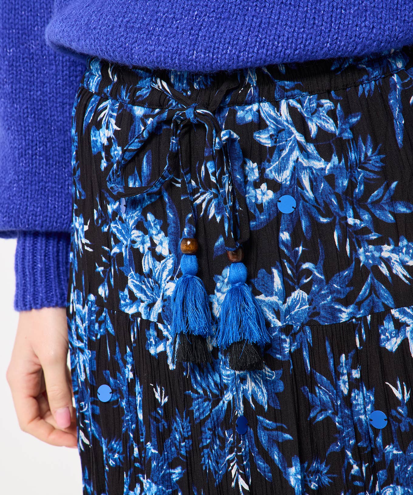 Autumn Blues Tiered Maxi Skirt