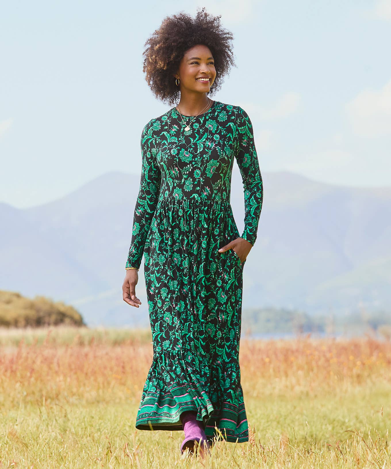 Bella Border Print Jersey Dress