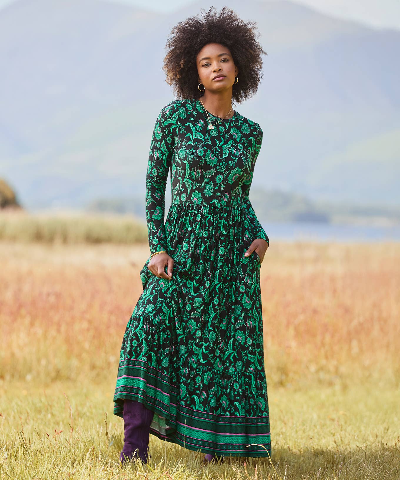 Bella Border Print Jersey Dress