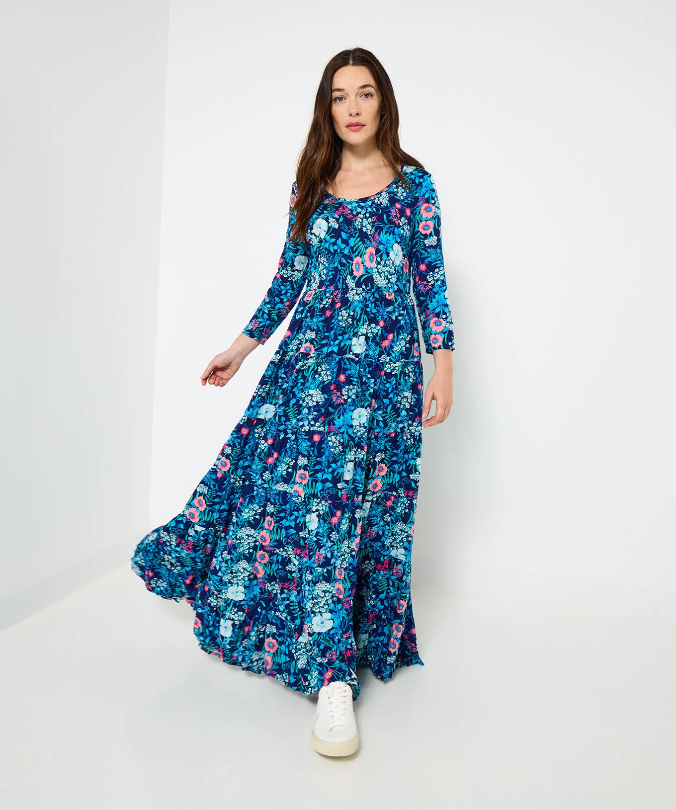Charming Floral Printed Crinkle Dress