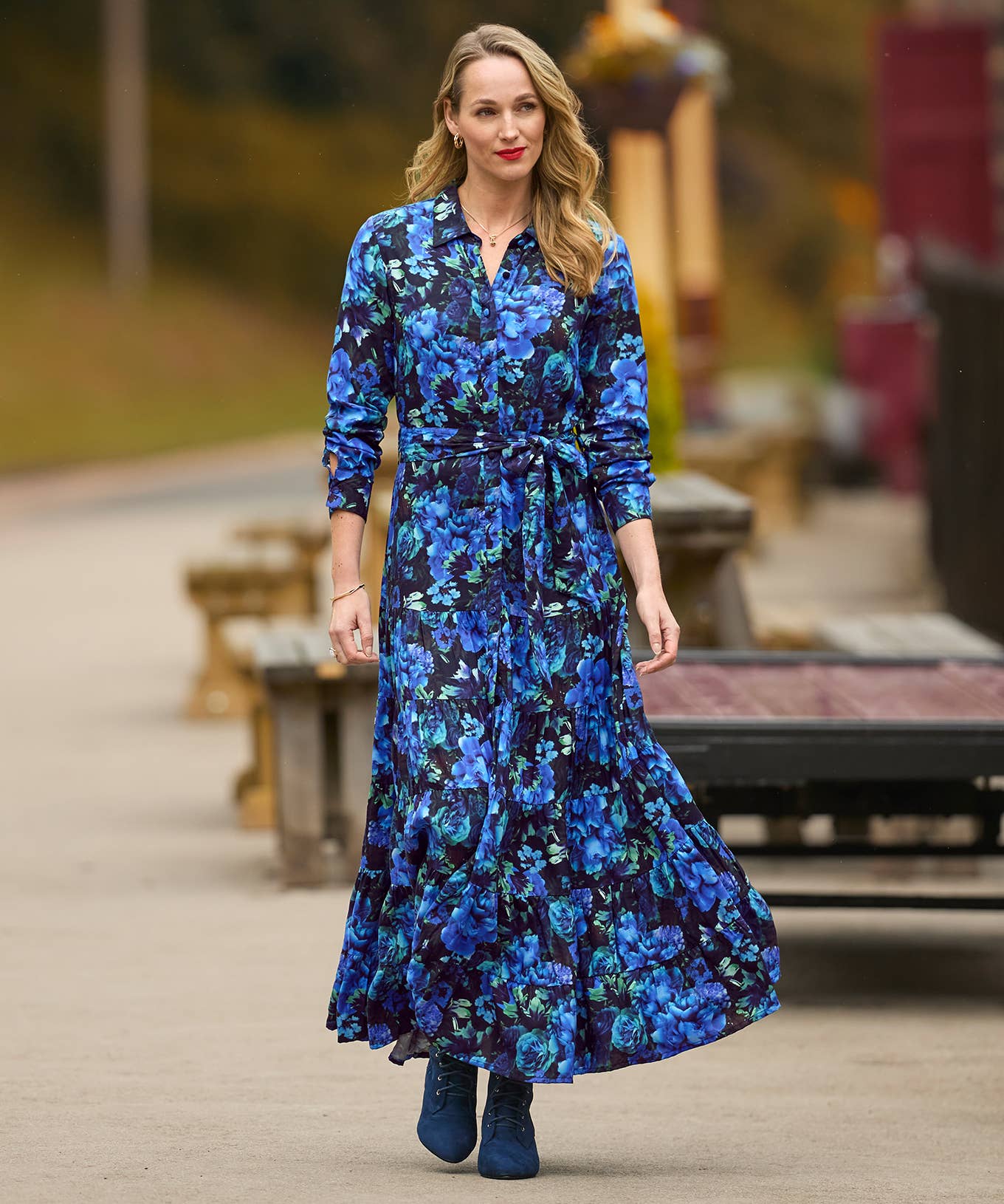 Olivia Floral Maxi Shirt Dress