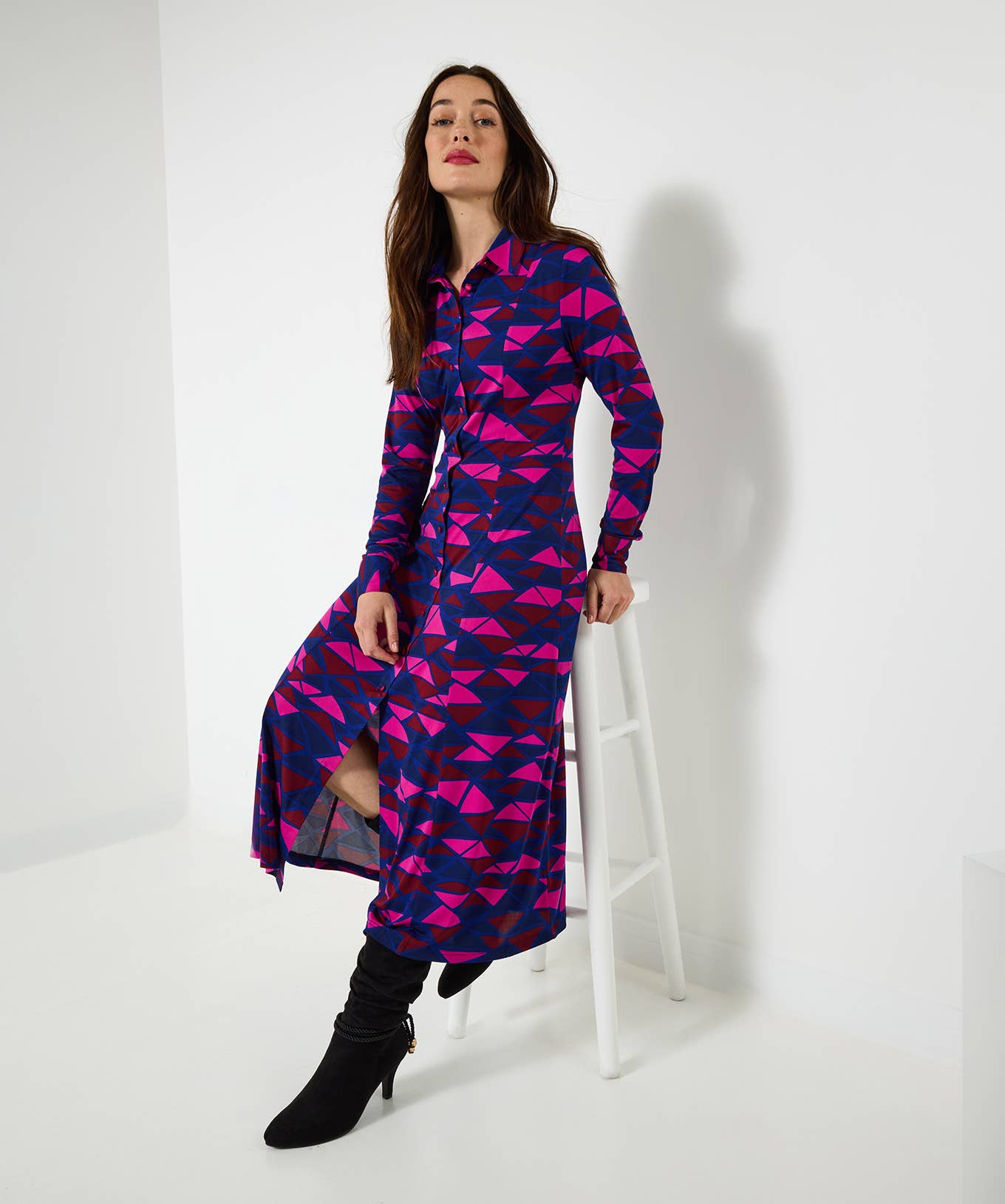 Estelle Geo Print Jersey Shirt Dress