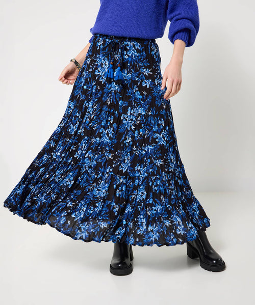 Autumn Blues Tiered Maxi Skirt