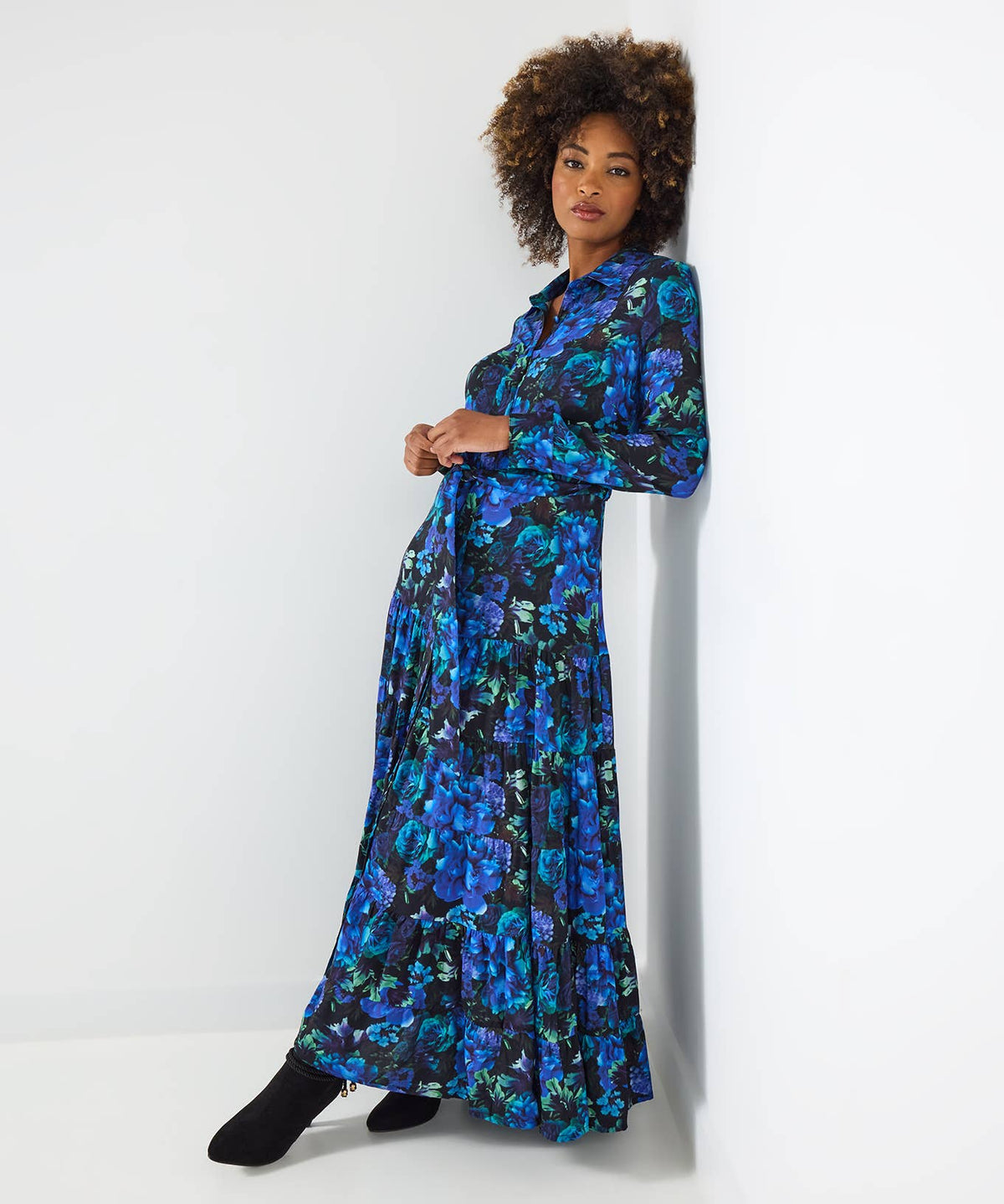 Olivia Floral Maxi Shirt Dress