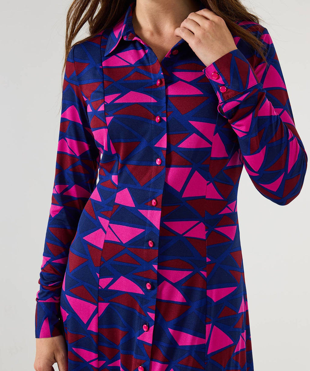 Estelle Geo Print Jersey Shirt Dress