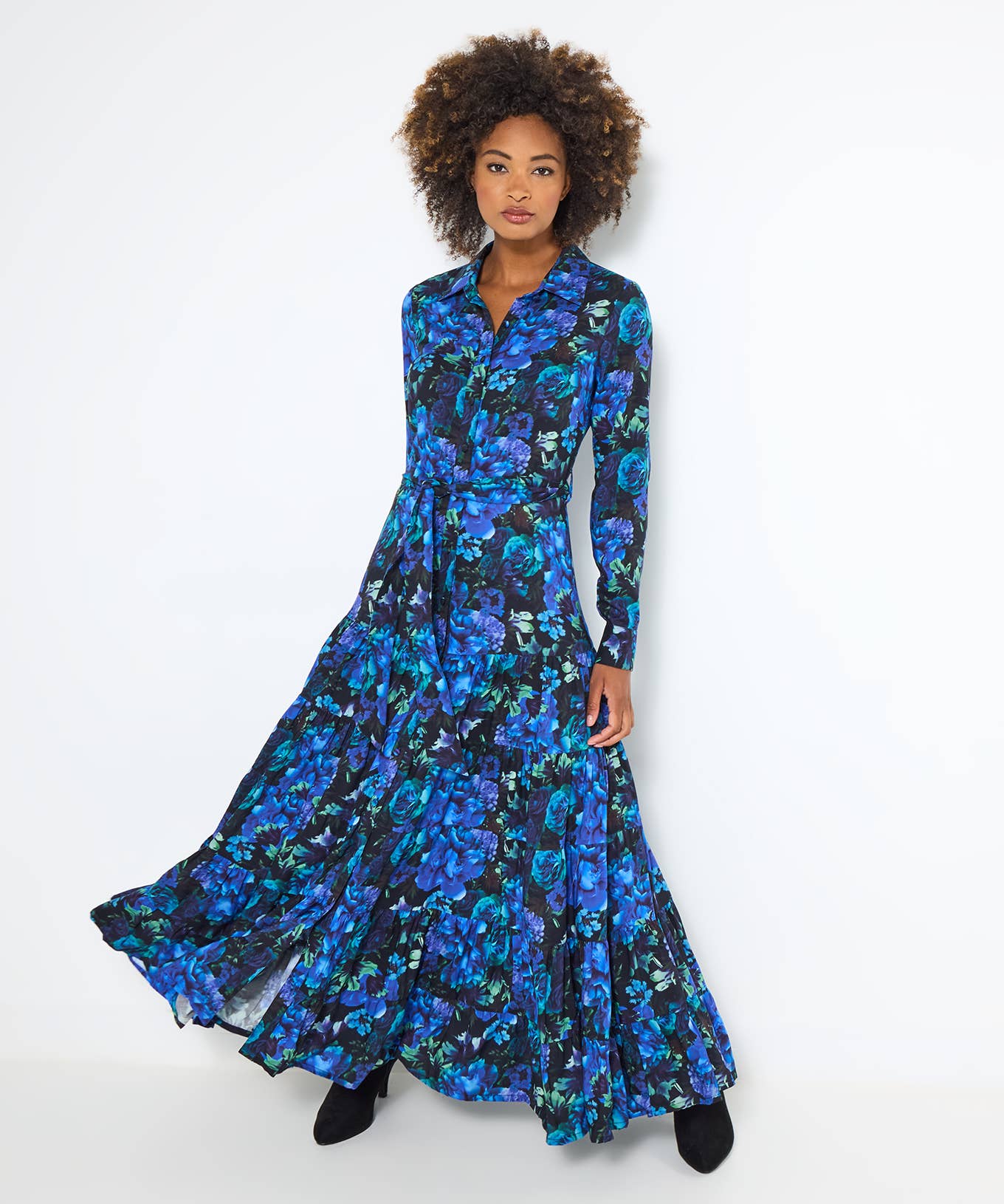 Olivia Floral Maxi Shirt Dress