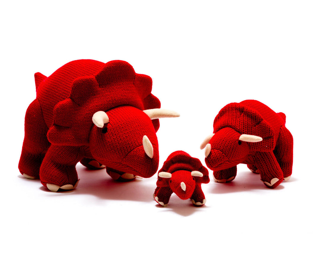 Knitted Red Triceratops Large