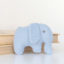 Load image into Gallery viewer, Knitted Organic Cotton Blue Elephant Rattle
