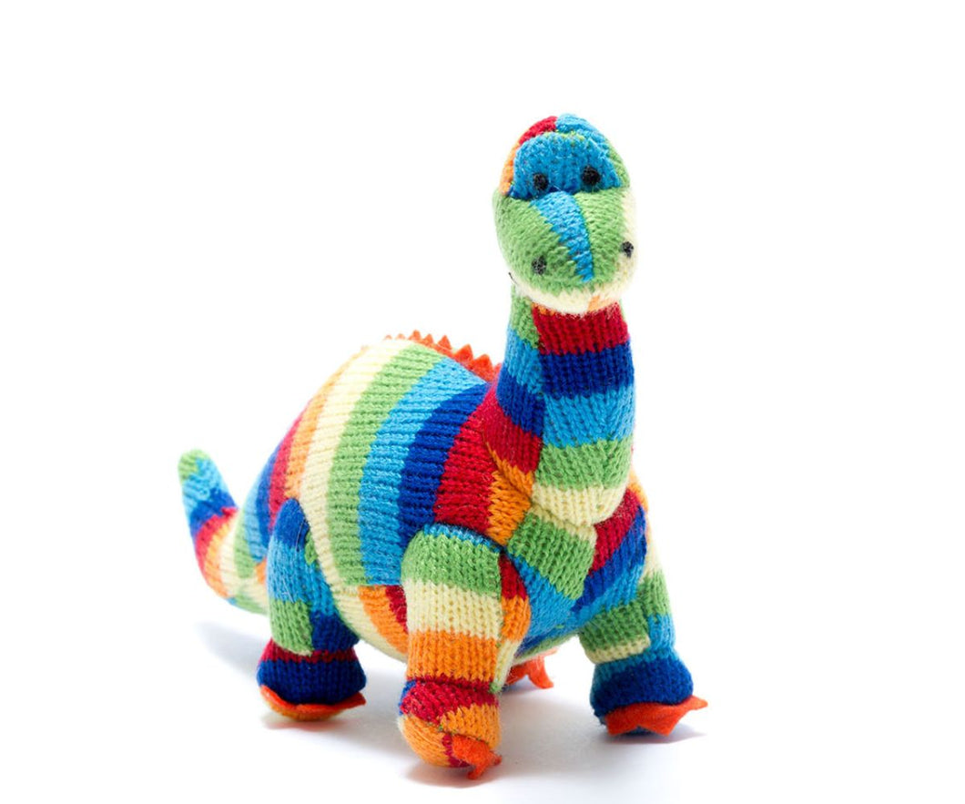 Knitted Stripe Diplodocus Rattle BY4056