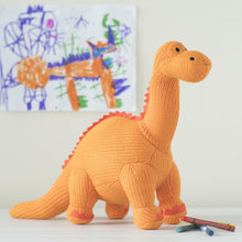 Load image into Gallery viewer, Knitted Orange Diplodocus
