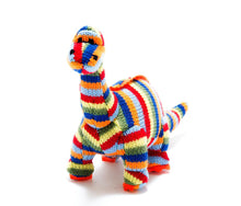 Load image into Gallery viewer, Knitted Striped Diplodocus Rattle
