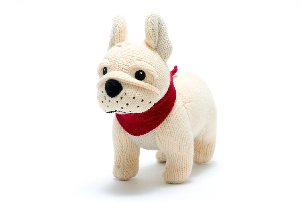 Knitted Bull Dog Rattle BY4518